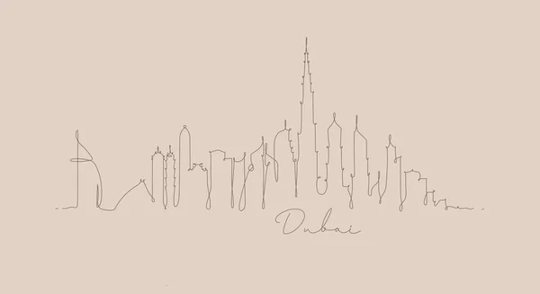 Línea pluma silueta dubai beige — Vector de stock