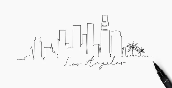 Línea pluma silueta los angeles — Vector de stock