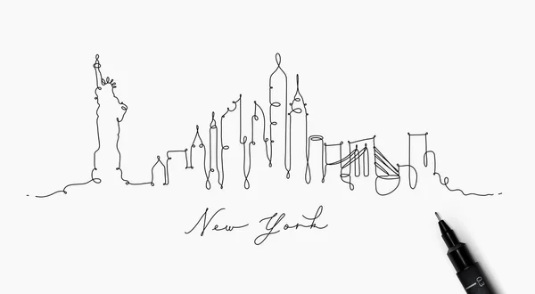 Pen Line Silhouette New York — Stockvektor