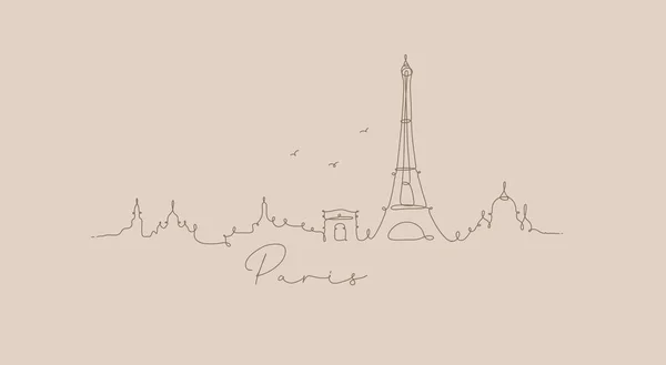 Federstrich Silhouette Paris beige — Stockvektor