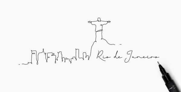 Pen line silhouette rio de janeiro — 图库矢量图片