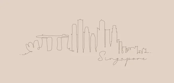Kalem satır siluet Singapur bej — Stok Vektör