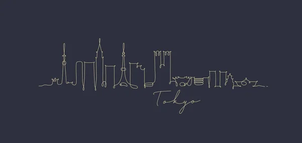 Pen lijn silhouet tokyo donkerblauw — Stockvector