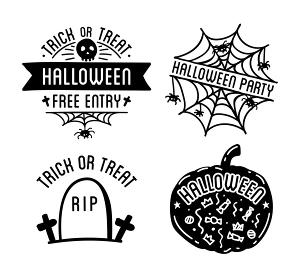 Logotipos de Halloween con calabazas curvas — Vector de stock