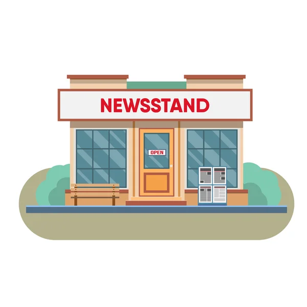 Kiosk verkopen kranten en tijdschriften — Stockvector