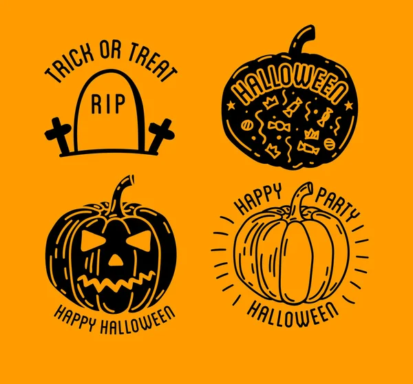 Logos Halloween avec courbes citrouilles — Image vectorielle