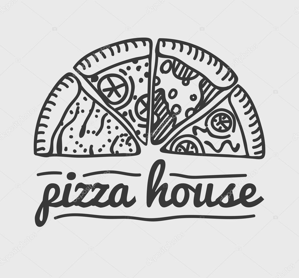 Pizza etiket tasarımını tipografik Vektörel çizim ©Sonulkaster