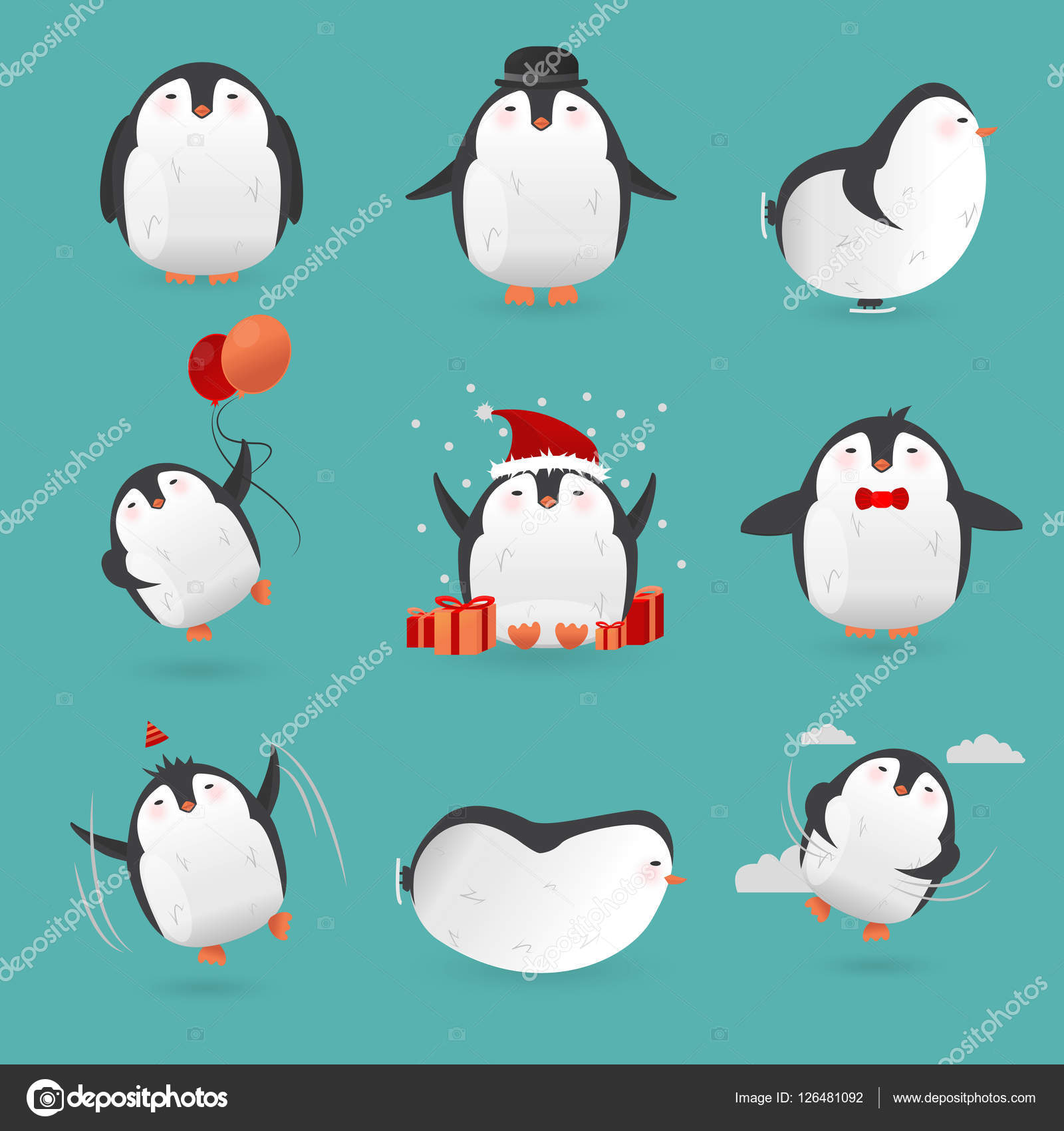 Winter Illustration With Funny Cartoon Penguin In A Warm Knitted