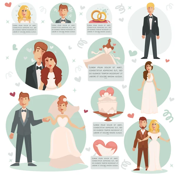 Набір іконок нареченого і нареченого — стоковий вектор