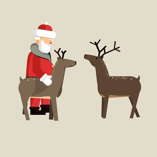 Santa Claus y ciervos — Vector de stock