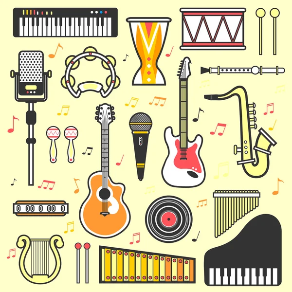 Conjunto de instrumentos musicais — Vetor de Stock