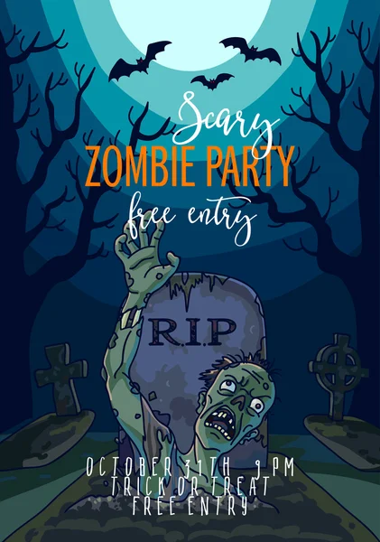 Illustrazione di Halloween con zombie spettrale — Vettoriale Stock