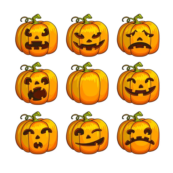 Halloween iconos de calabaza de miedo — Vector de stock