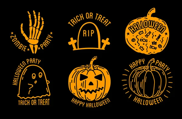 Happy Halloween badges en etiketten — Stockvector