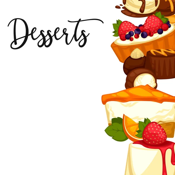 Delicious sweet desserts — Stock Vector