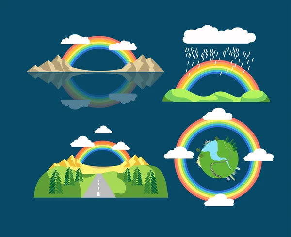 Conjunto de ícones de arco-íris plano —  Vetores de Stock