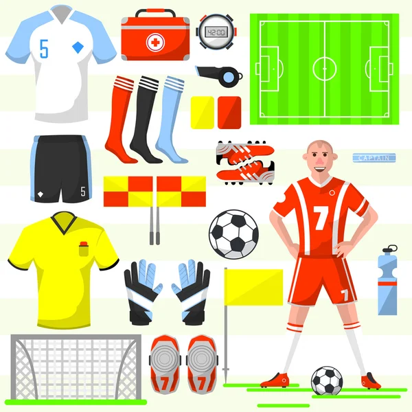 Varios símbolos de fútbol — Vector de stock