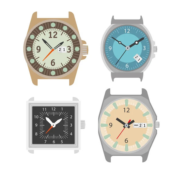 Hourplate van pols horloges — Stockvector