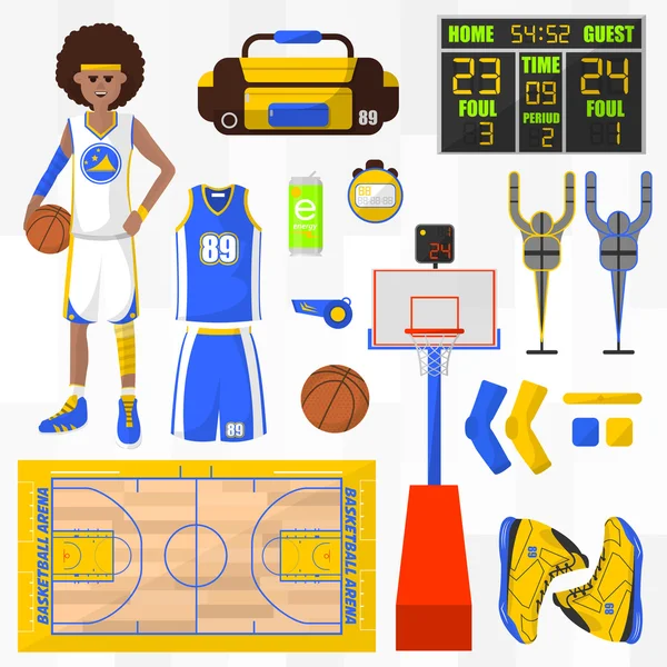 Различные символы баскетбола — стоковый вектор