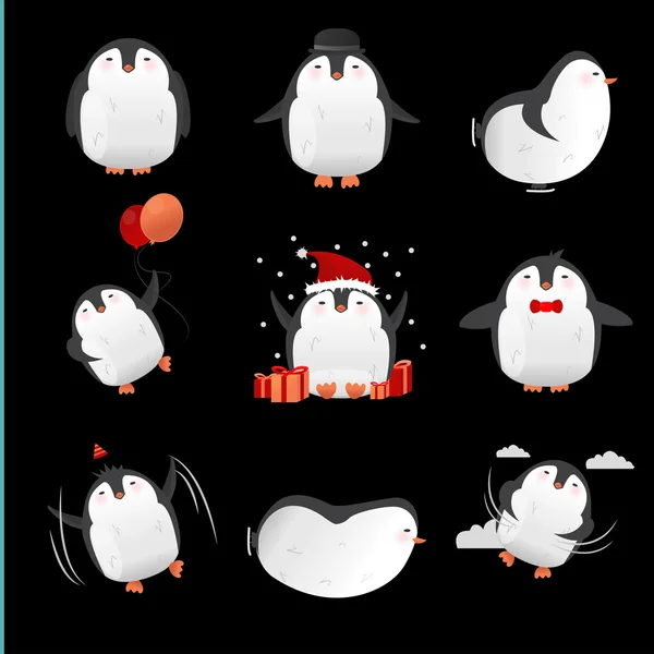 面白い漫画ペンギンのセット — ストックベクタ