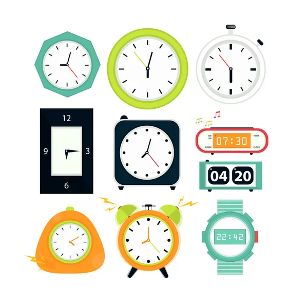 Set of alarms clocks — Stock Vector