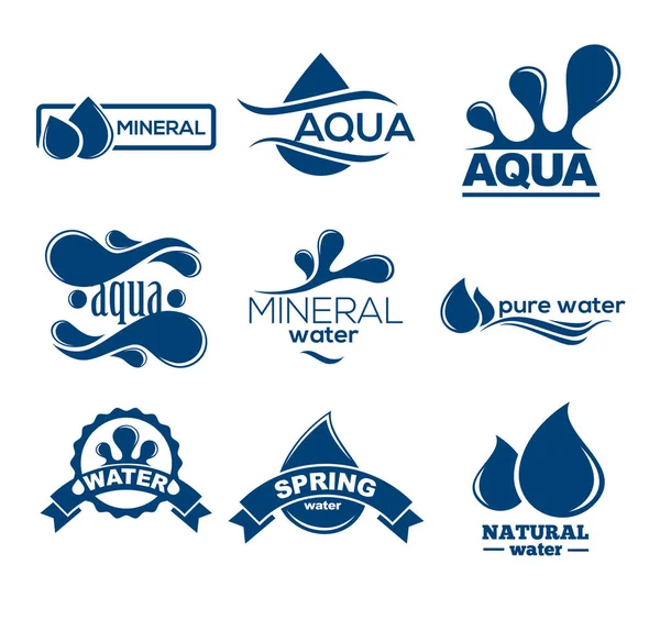 Blue Etiquetas para água mineral — Vetor de Stock