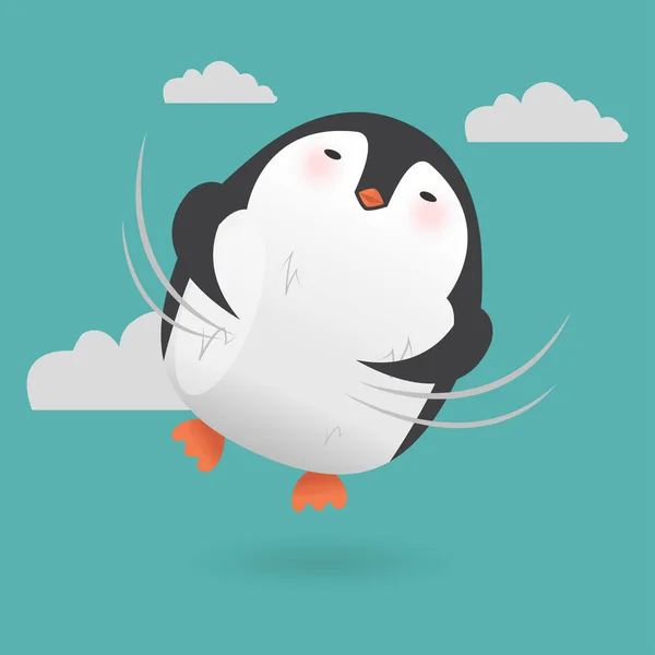 Pingvin rajzfilmfigura — Stock Vector