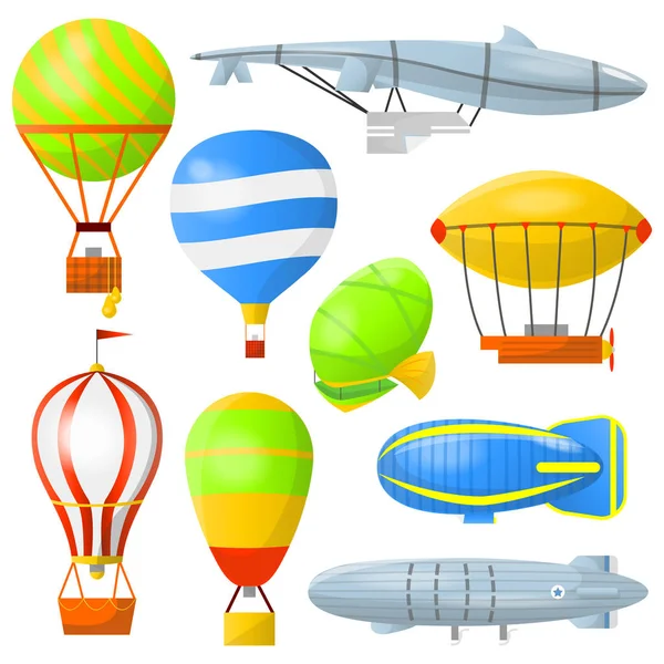セットの気球と飛行船 — ストックベクタ