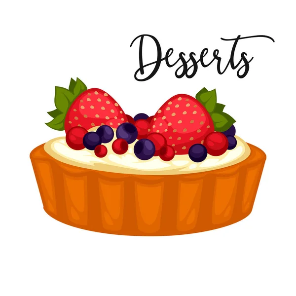 Délicieux dessert sucré aux fraises — Image vectorielle