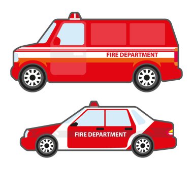 İki eski kırmızı yangın departmanı araba