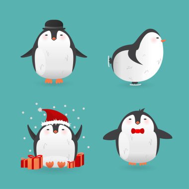 Çizgi film penguenler karakter kümesi