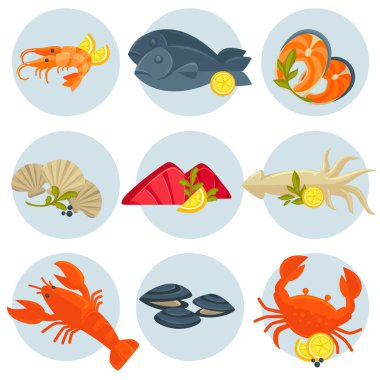 set of tasty Seafood clipart