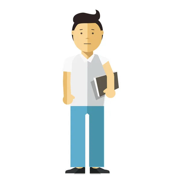 Personaje de dibujos animados de estudiante en ropa casual — Vector de stock