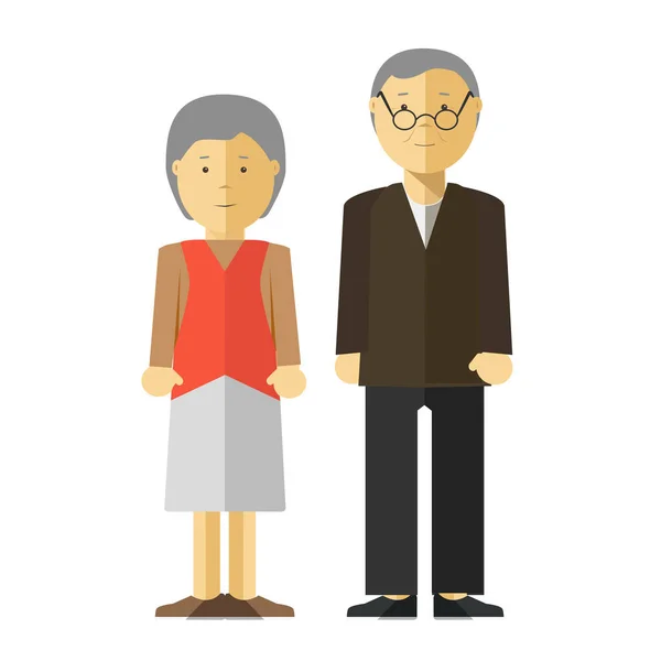 Personaggi dei cartoni animati di vecchio e donna — Vettoriale Stock