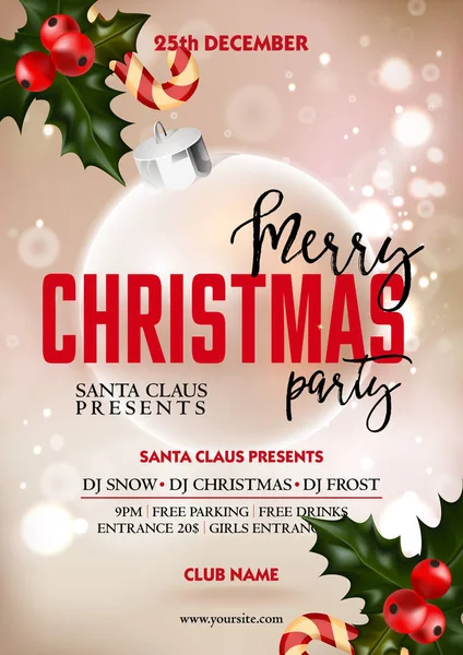 Merry Christmas party poster — Stock Vector