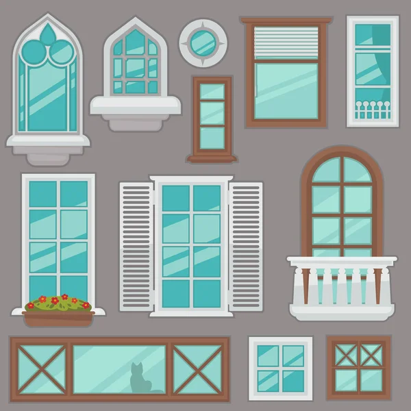 Colección de ventanas exteriores — Vector de stock