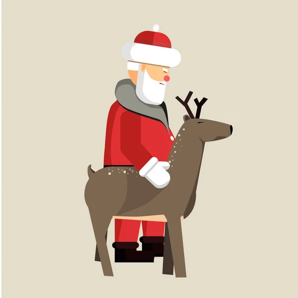 Weihnachtsmann mit Hirsch — Stockvektor