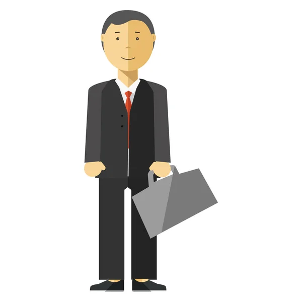 Personaje de dibujos animados de empresario gerente con maleta — Vector de stock