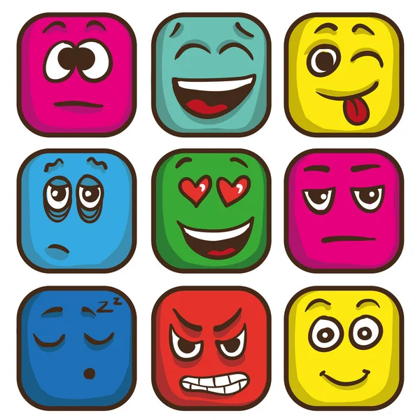 Σύνολο των emoticons πολύχρωμο — Διανυσματικό Αρχείο
