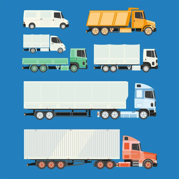 Készlet szállítási rakomány-tehergépkocsik — Stock Vector