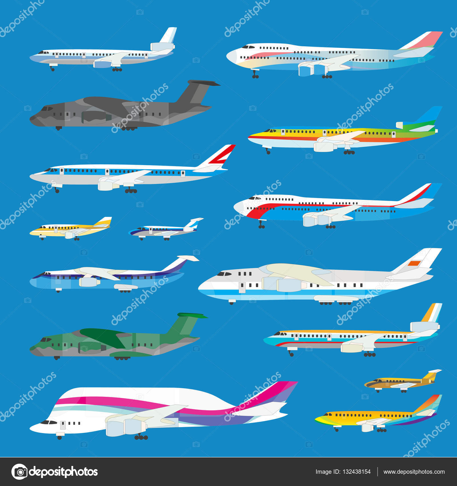 Collection of modern airplanes Stock Vector by ©Sonulkaster 132438154