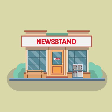 exterior of old Newsstand  clipart