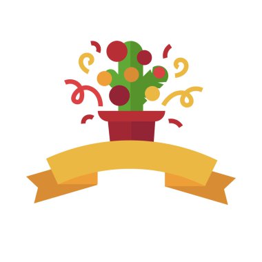 Sarı kurdele ile Noel ağacı