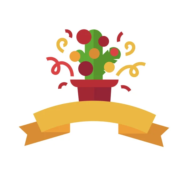 Árbol de Navidad con cinta amarilla — Archivo Imágenes Vectoriales