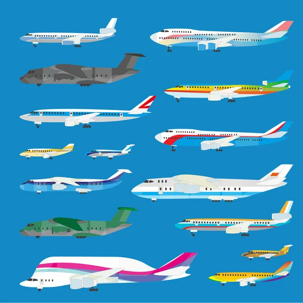 Collection of modern airplanes — Stock Vector