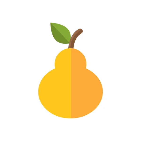 Poire orange mûre avec feuille — Image vectorielle