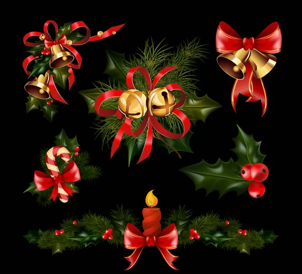 Coloridas decoraciones navideñas — Vector de stock