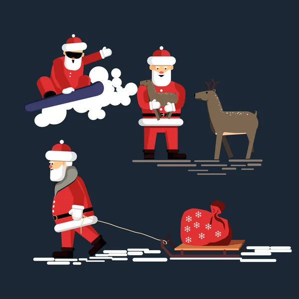 Santa v akční sadě — Stockový vektor