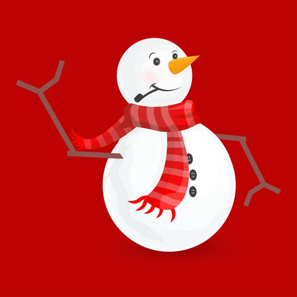 Χιονάνθρωπος με κασκόλ στο κόκκινο — Διανυσματικό Αρχείο