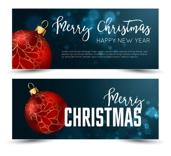 Bannières de Noël avec décoration — Image vectorielle